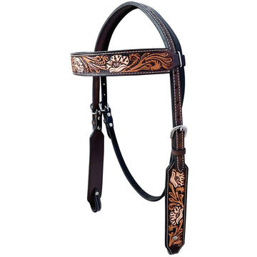 Bar H Equine Genuine Western American Leather Horse Premium Headstall & Breast Collar Set